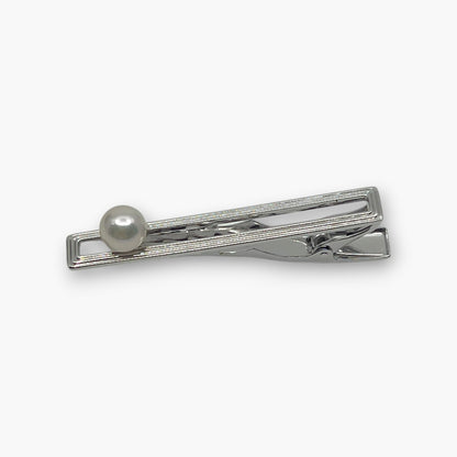 Mikimoto Pearl Cufflinks Tie Pin Clip Set Silver-Tone w/ Box Case