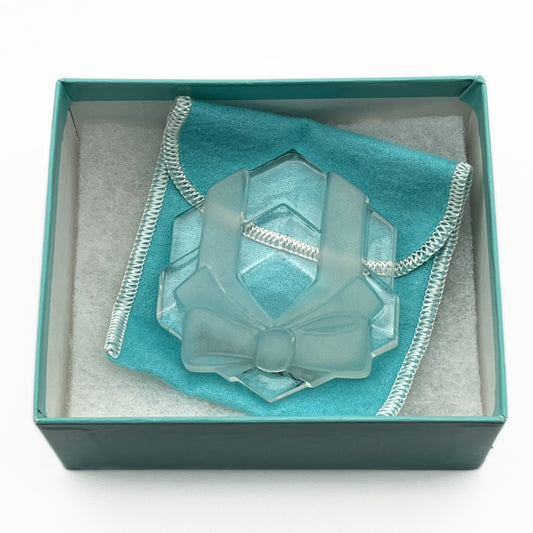 Tiffany & Co. Bow Shaped Crystal Paperweight w/ Box Dust Bag