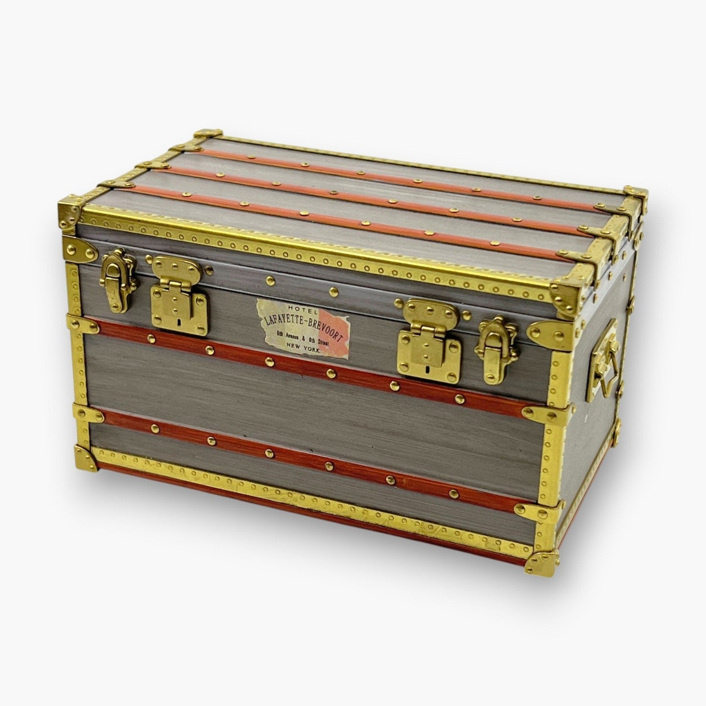 Louis Vuitton Mini Malle Zinc Trunk Paperweight Jewelry Box w/ Box Authentic