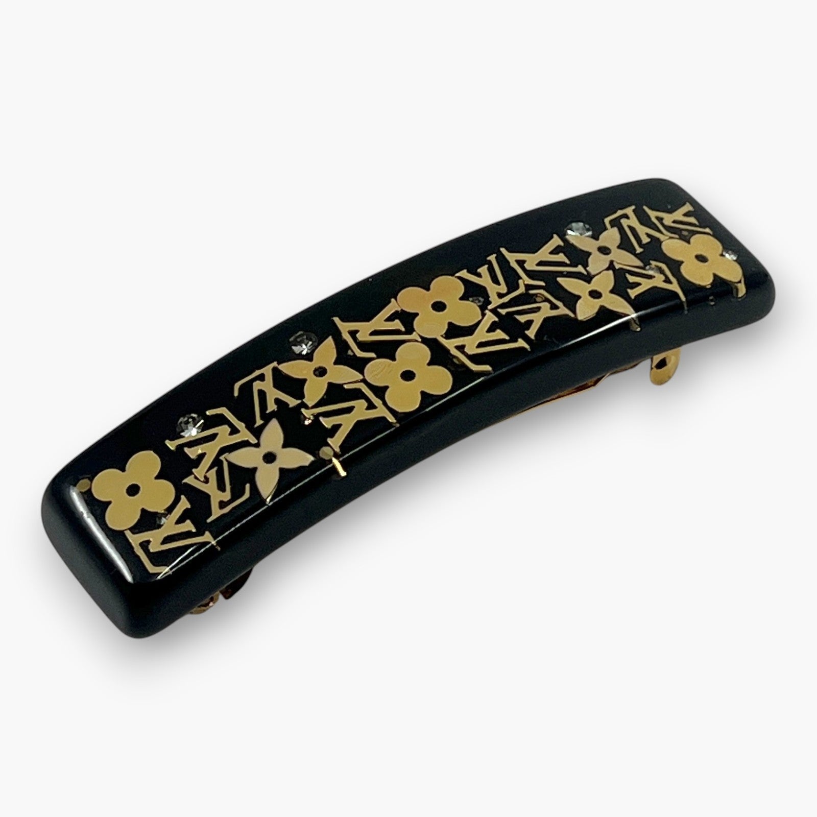 Louis Vuitton Inclusion Barrette Black Resin Monogram Hair Clip