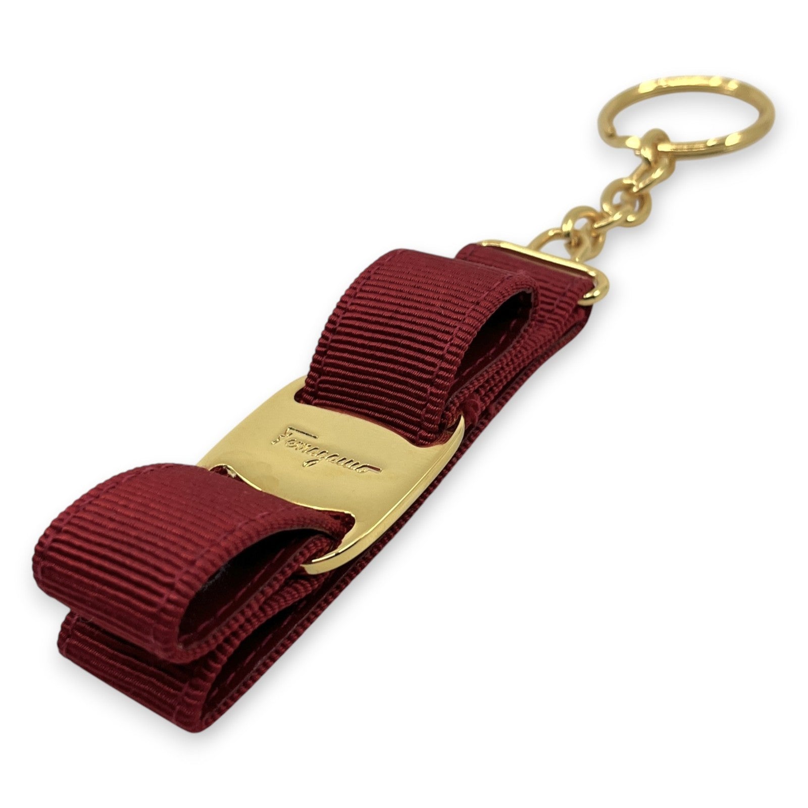 Salvatore Ferragamo Vara Ribbon Keychain Charm Red with Box
