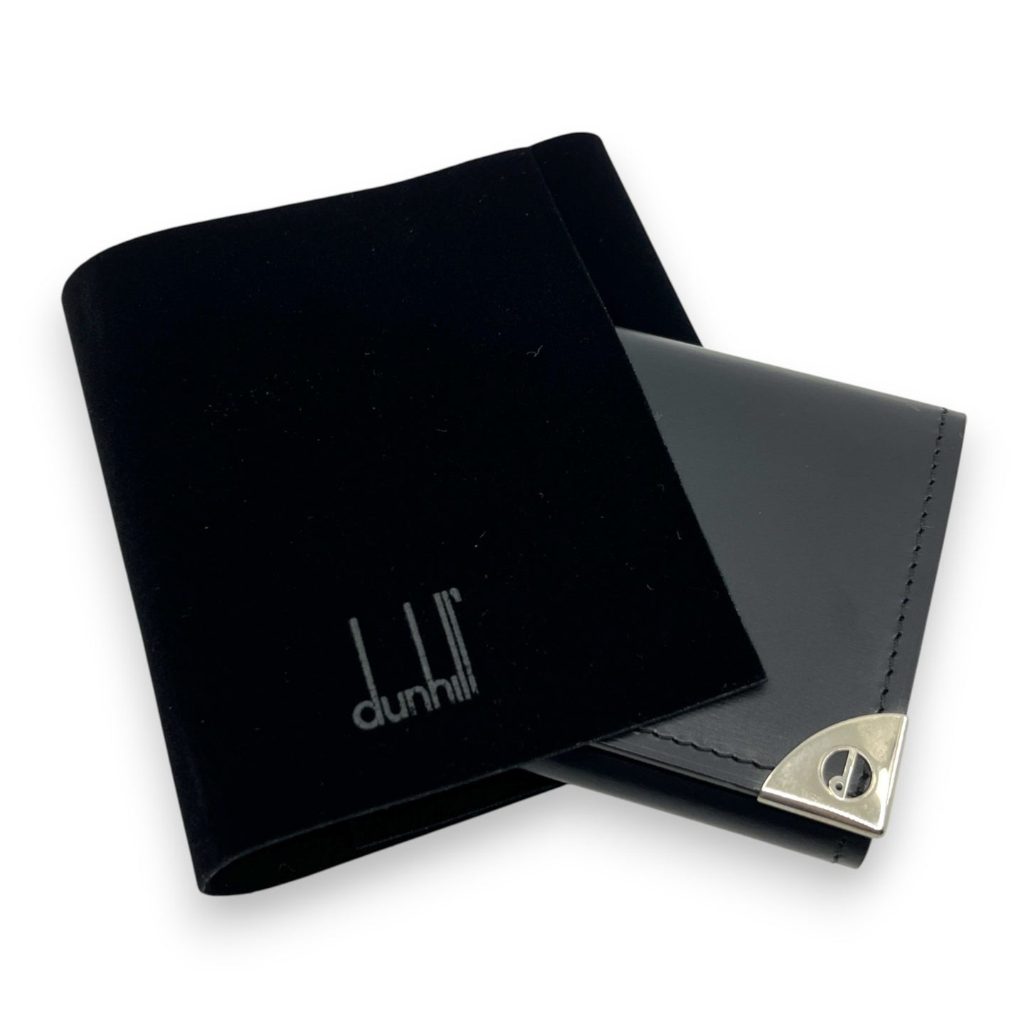 Dunhill Black Leather Key Case with 6 Silver-Tone Hooks w/ Box Card Cloth