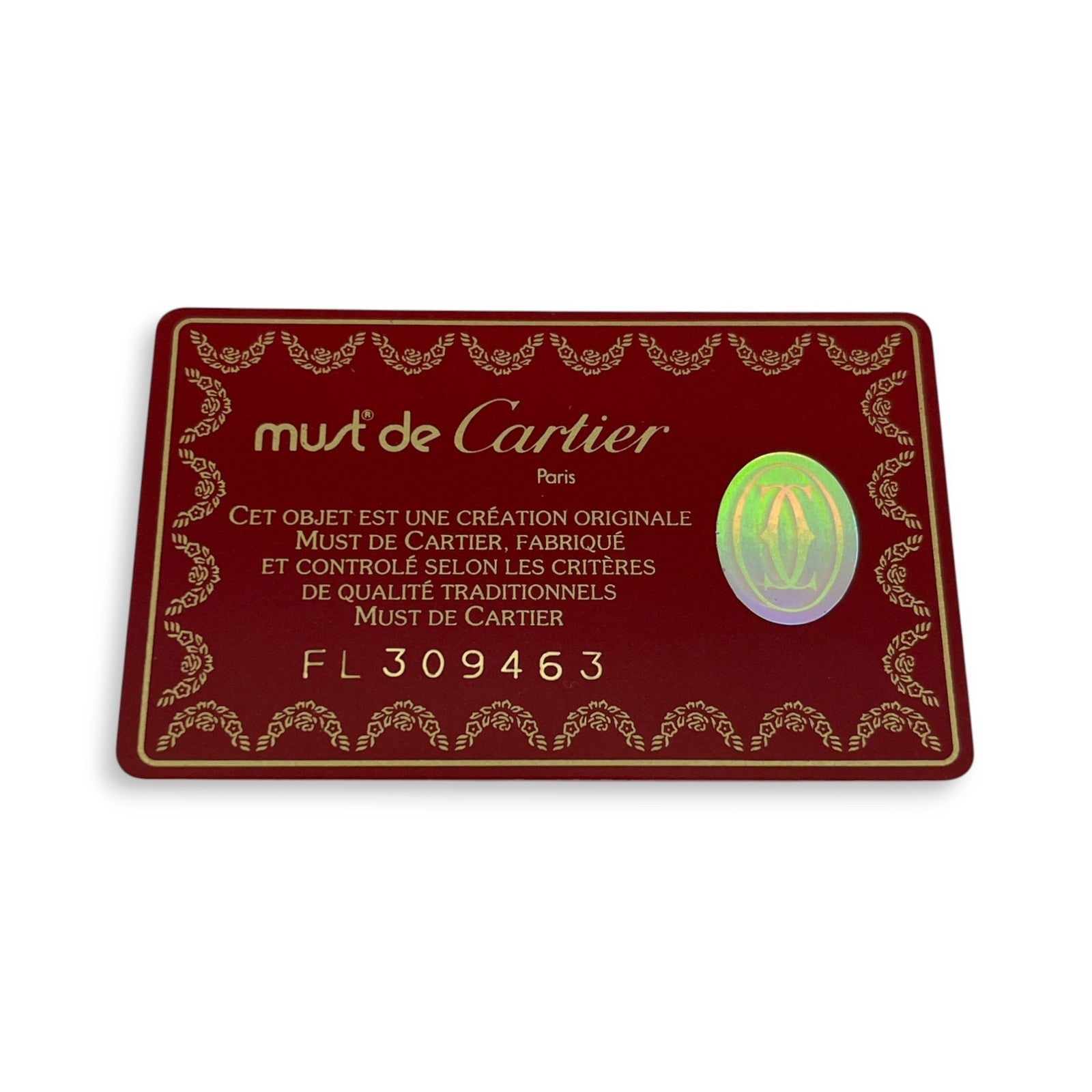 Must de Cartier Burgundy Leather Coin Purse w/ Box Cloth Certificate