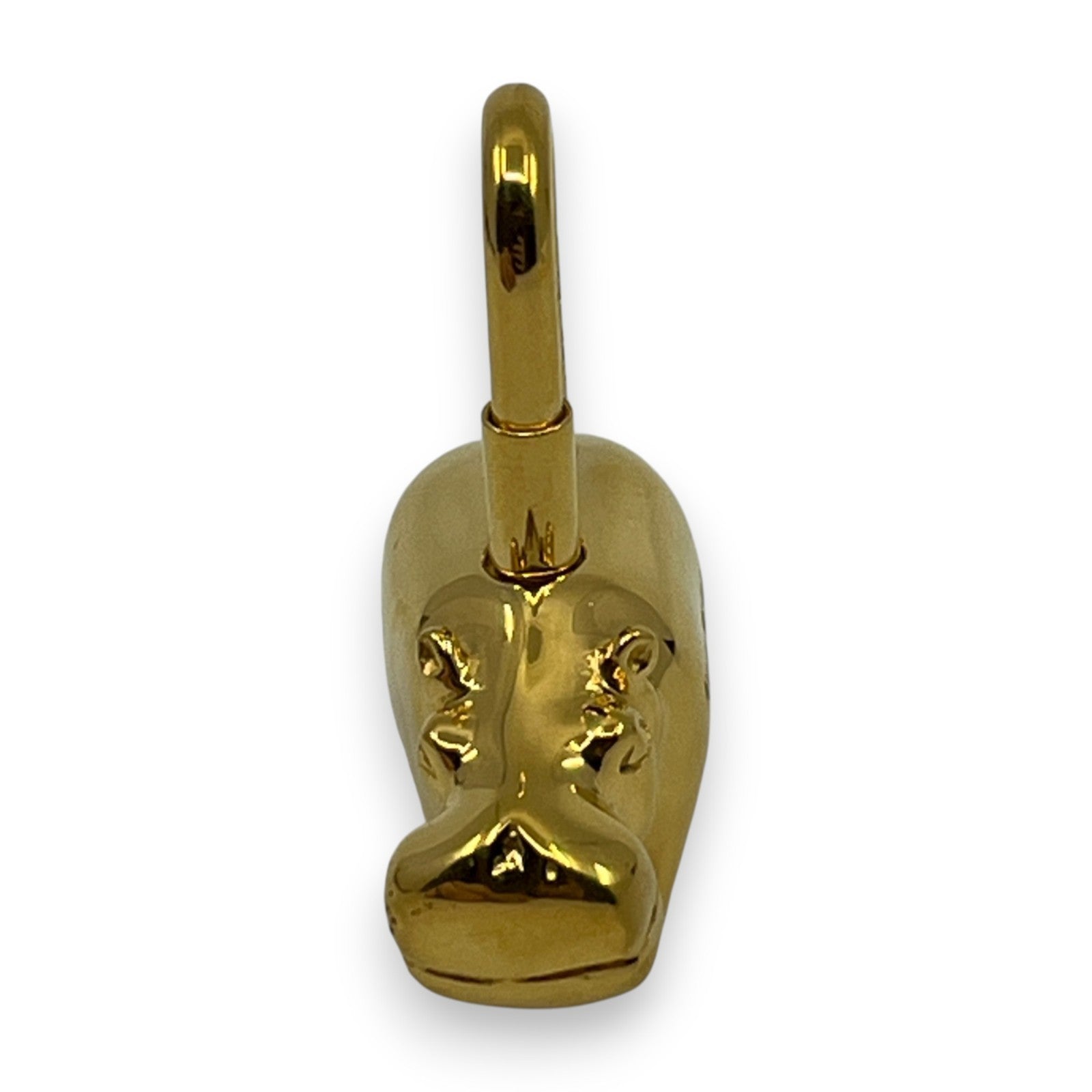 Hermes Cadena Annee Des Fleuves Hippopotamus Padlock Gold 2005 w/ Leather Strap