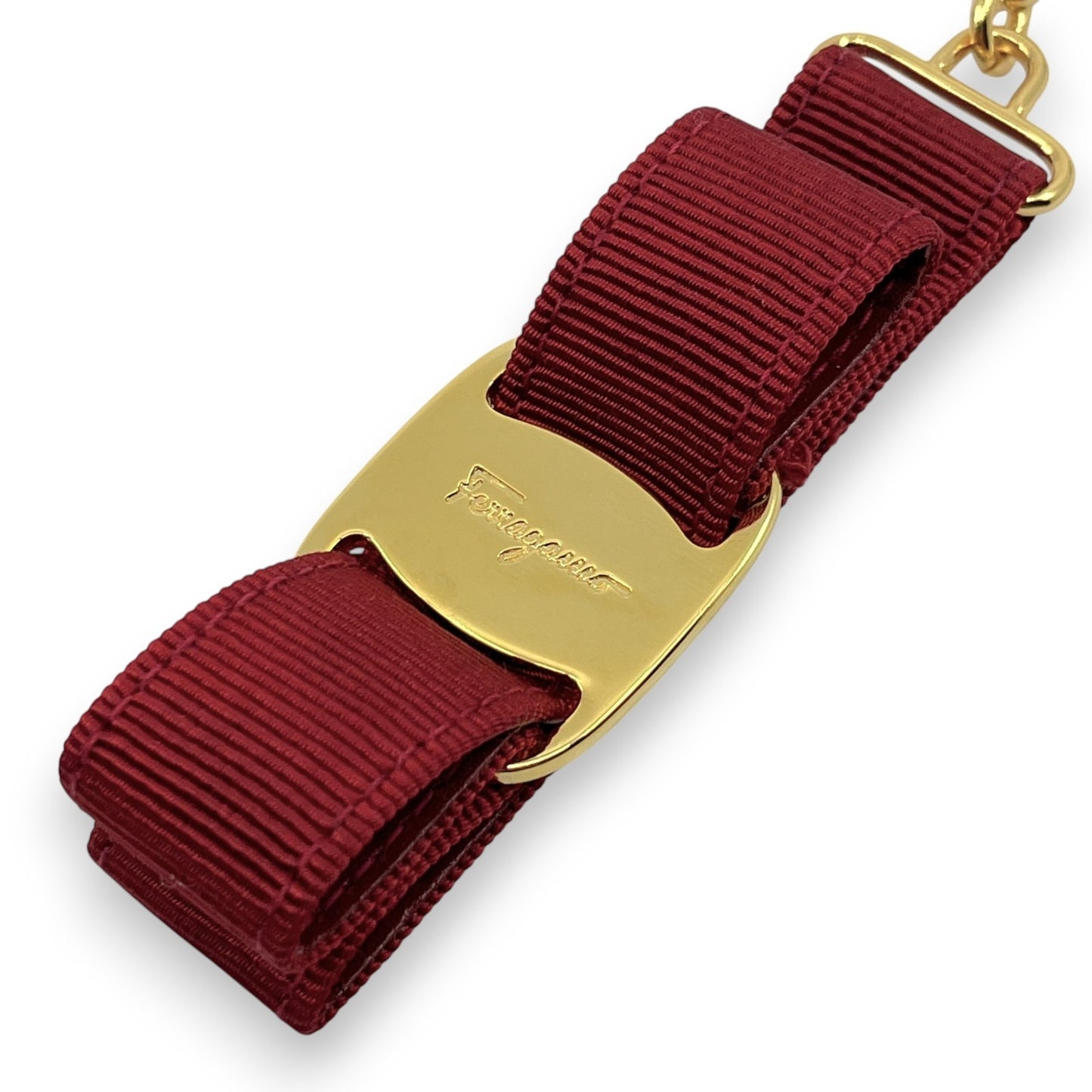 Salvatore Ferragamo Vara Ribbon Keychain Charm Red with Box