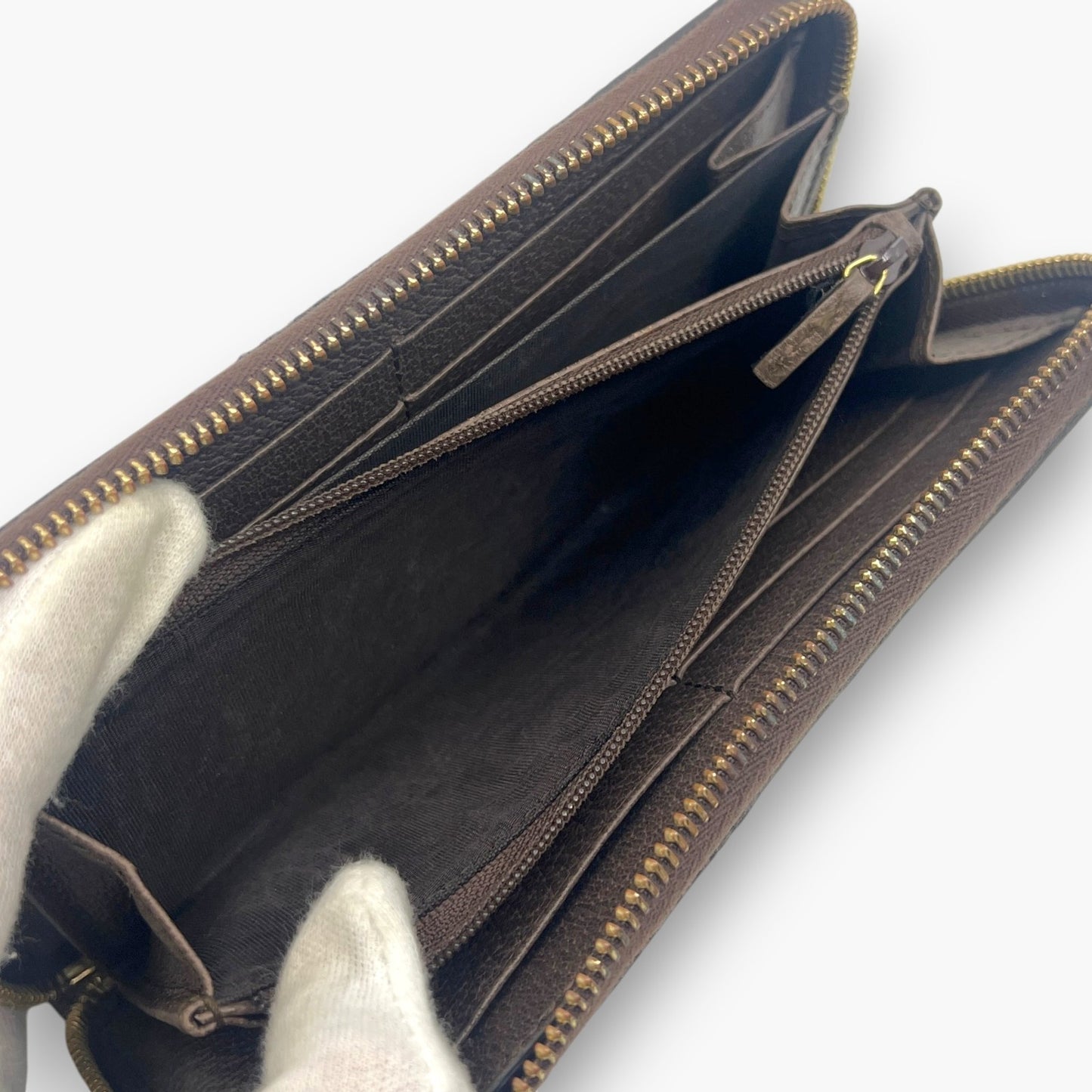 Gucci Ophidia GG Supreme Web Stripe Zip-Around Long Wallet Beige Monogram Logo