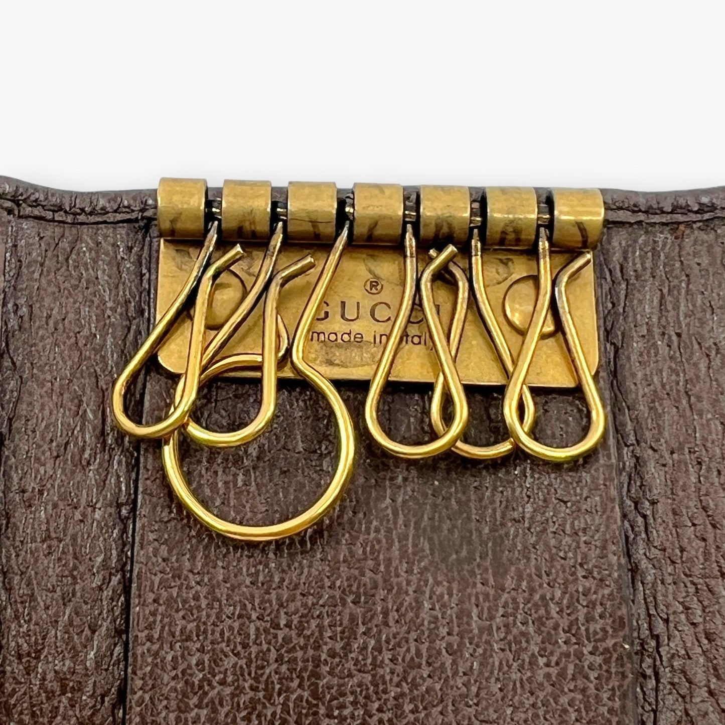 Gucci Ophidia GG Supreme Web Stripe 6-Key Case with Dust Bag