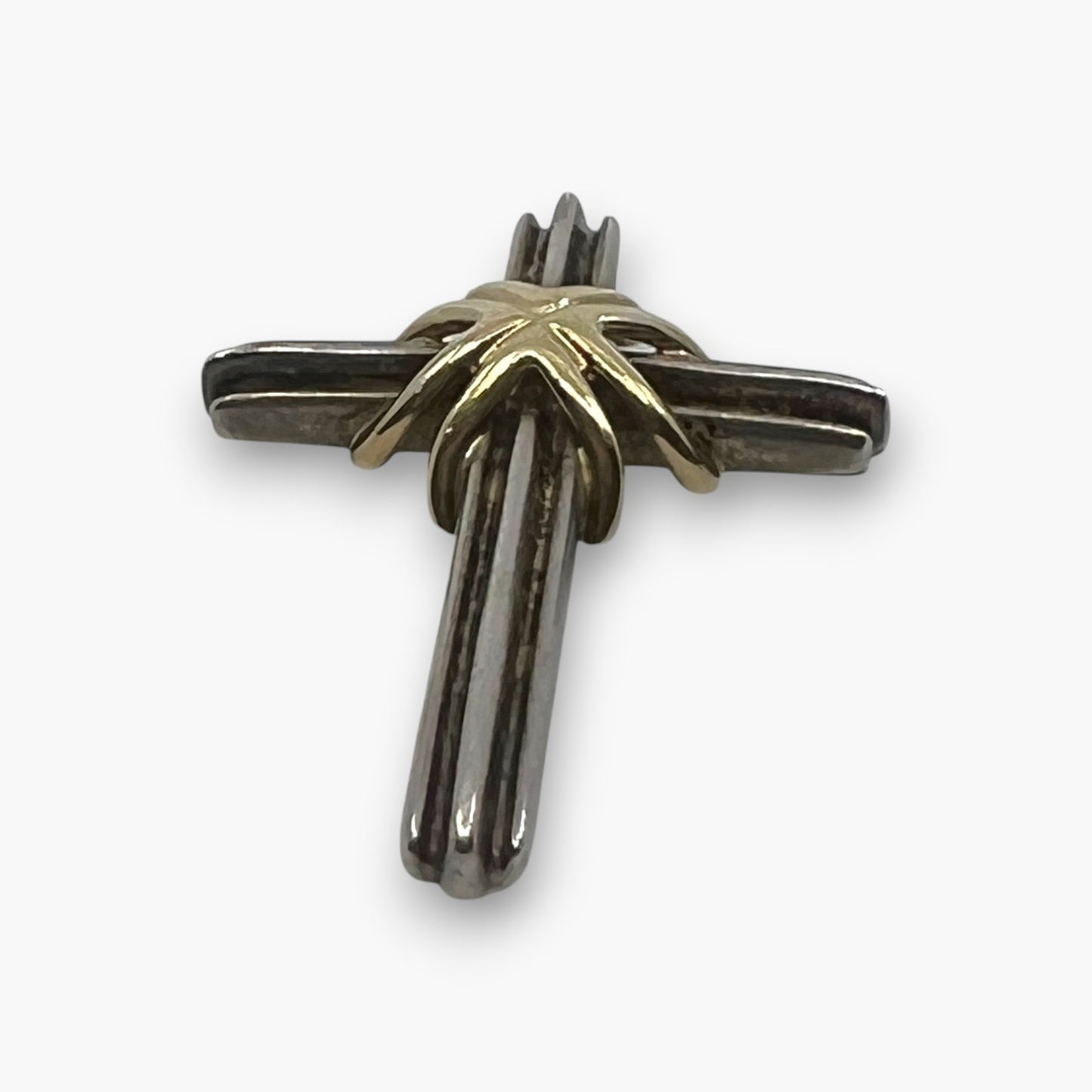 Tiffany & Co. Signature Cross Pendant Top Sterling Silver 925 18K Gold
