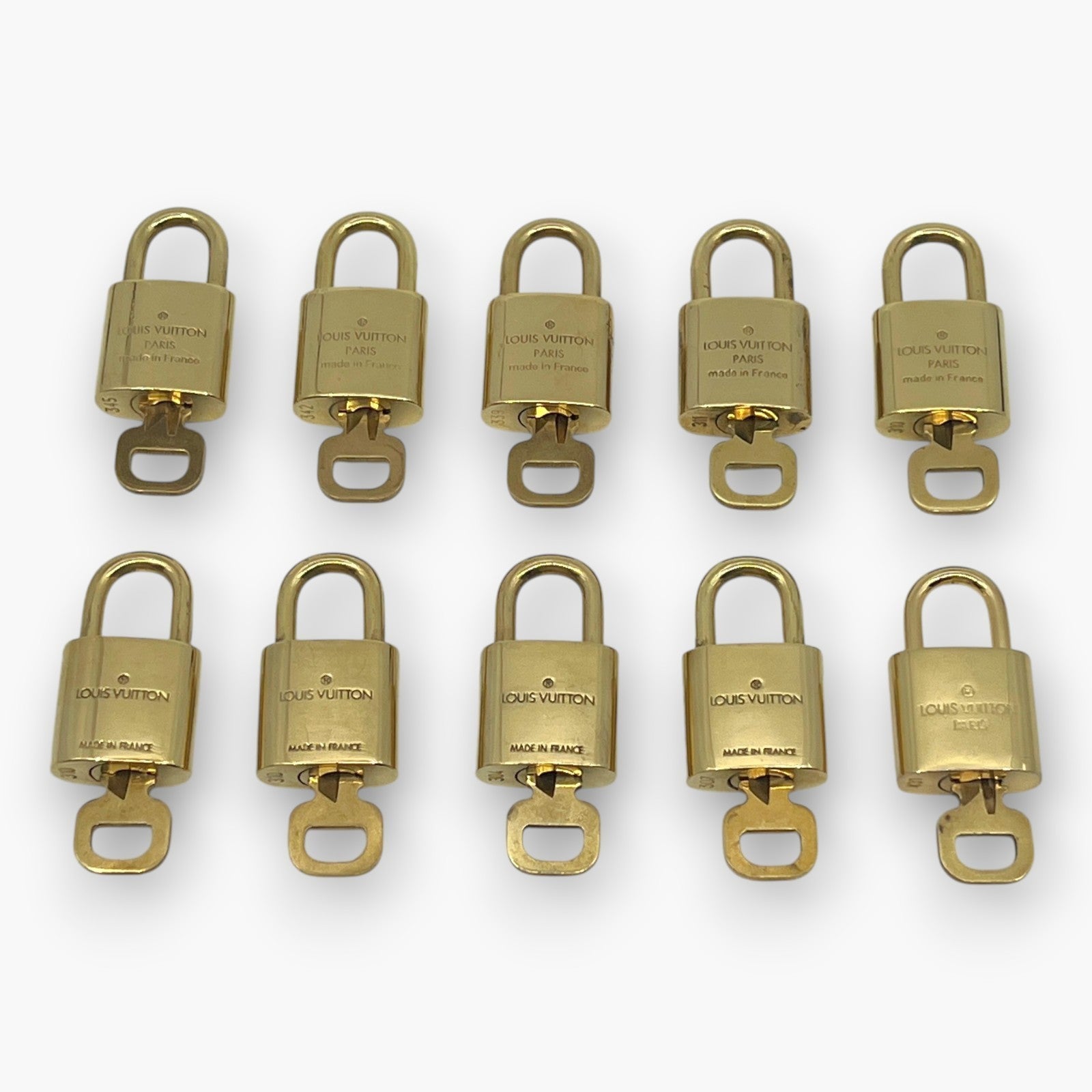 Louis Vuitton Padlock Lock with Key Brass Gold Set of 10 Bag Accessory