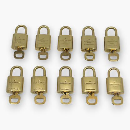 Louis Vuitton Padlock Lock with Key Brass Gold Set of 10 Bag Accessory