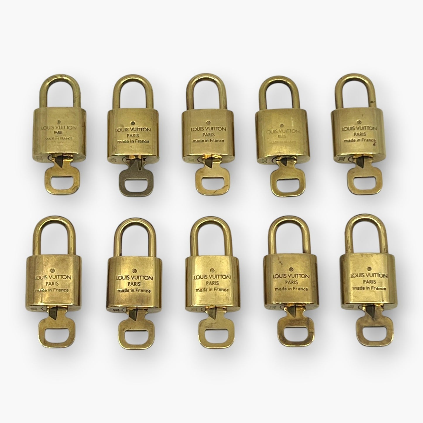 Louis Vuitton Padlock Set of 10 Gold-Tone Brass Locks & Keys pj260604