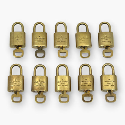Louis Vuitton Padlock Set of 10 Gold-Tone Brass Locks & Keys pj260604