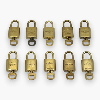 Louis Vuitton Padlock Set of 10 Gold-Tone Brass Locks & Keys pj260603