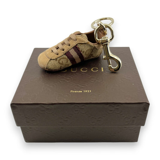 Gucci GG Canvas Sneaker Keychain Charm Beige w/Box Rare