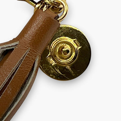 Celine Macadam Vintage Triangle Coin Purse Beige with Tassel Charm