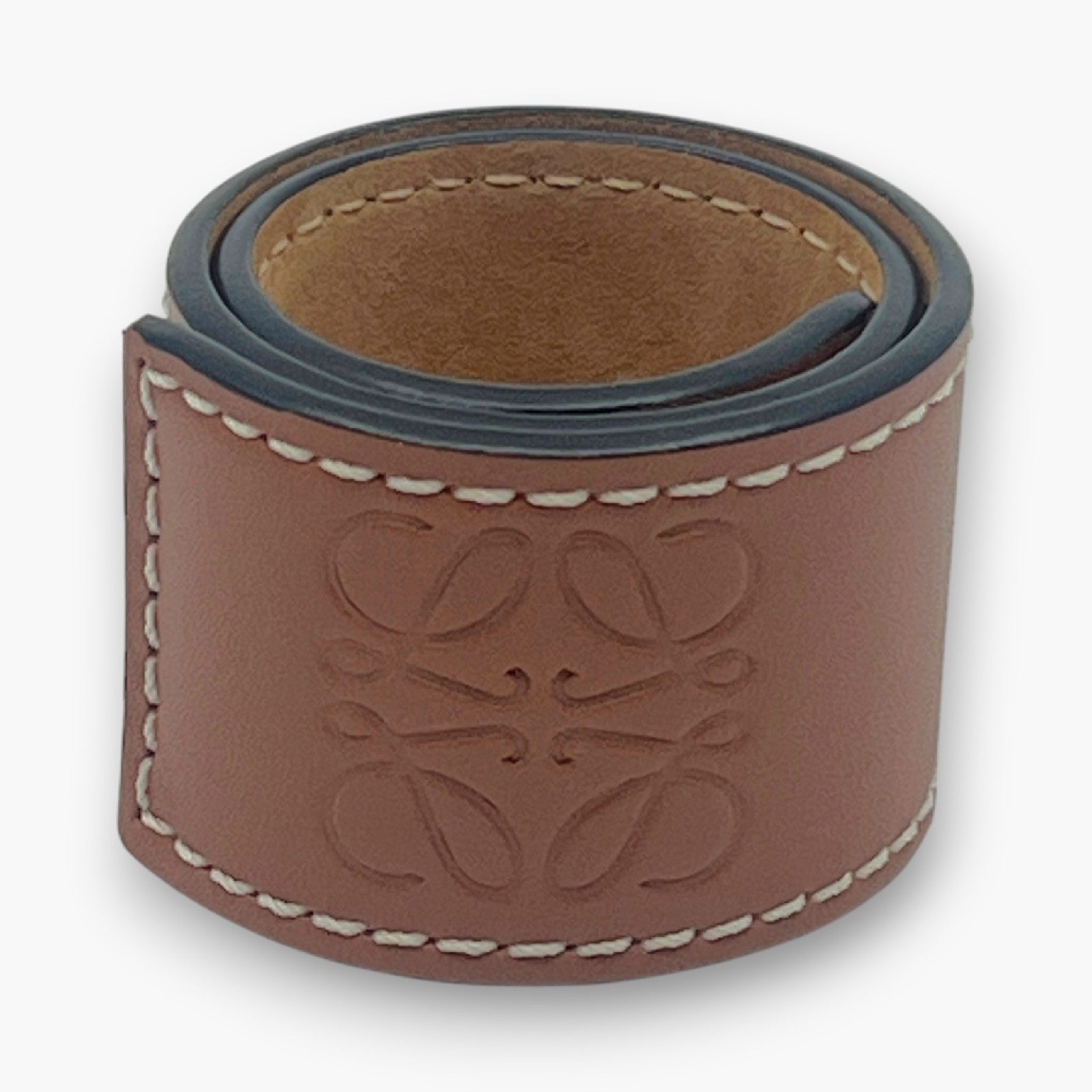 Loewe Anagram Slap Bracelet Small in Brown Leather