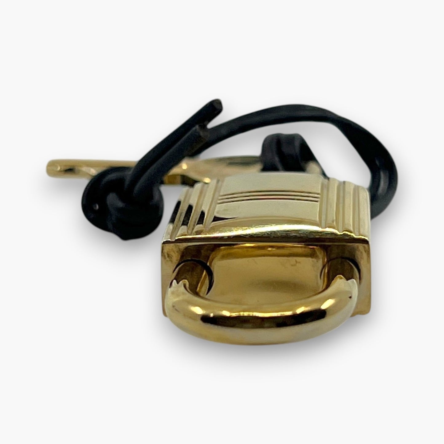 Hermes Cadena Padlock Gold-Tone Lock & Key Set w/ Leather Strap pj260609