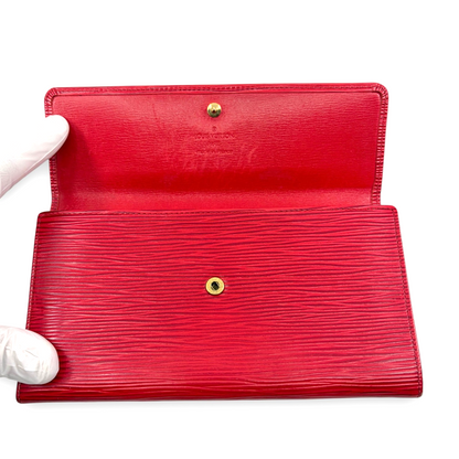 Louis Vuitton Epi Pochette Porte-Monnaie Credit Long Wallet Red M63577