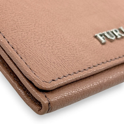 Furla Pink Beige Bifold Leather Card Case Wallet with Logo