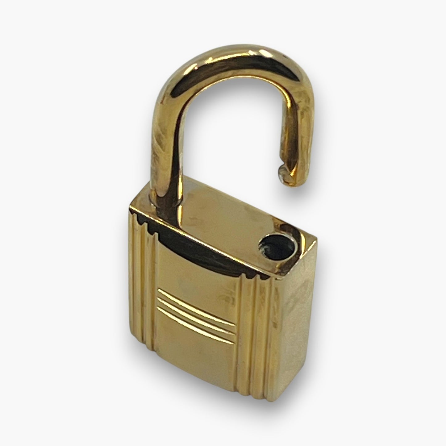 Hermes Cadena Padlock Gold-Tone Lock & Key Set w/ Leather Strap pj260609