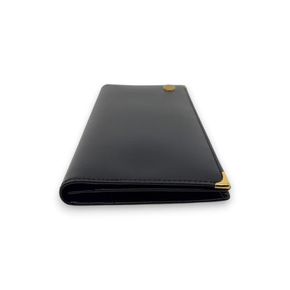 Dunhill Black Leather Long Wallet w/ Brand Card Dust Bag Box