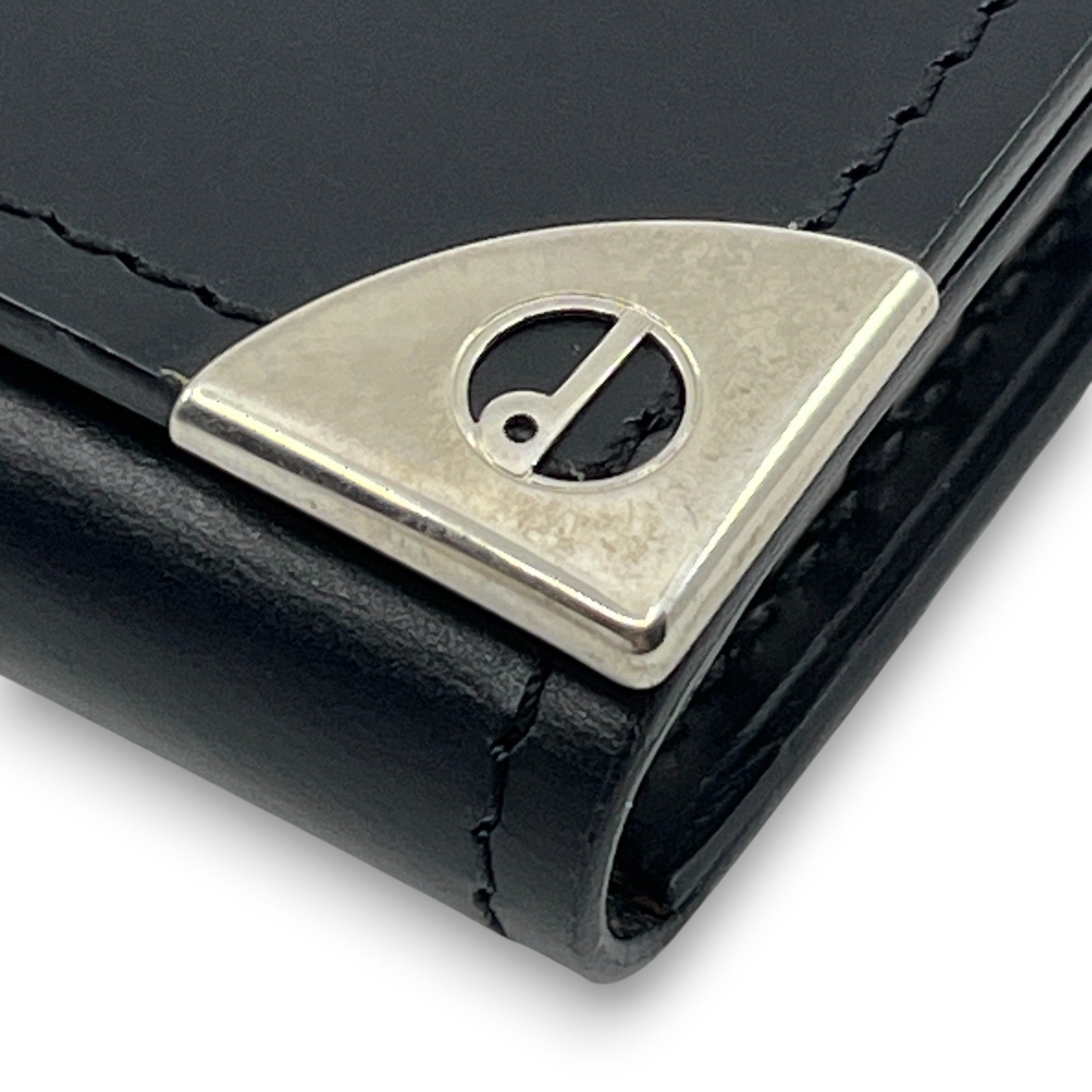 Dunhill Black Leather Key Case with 6 Silver-Tone Hooks w/ Box Card Cloth