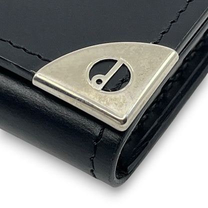 Dunhill Black Leather Key Case with 6 Silver-Tone Hooks w/ Box Card Cloth