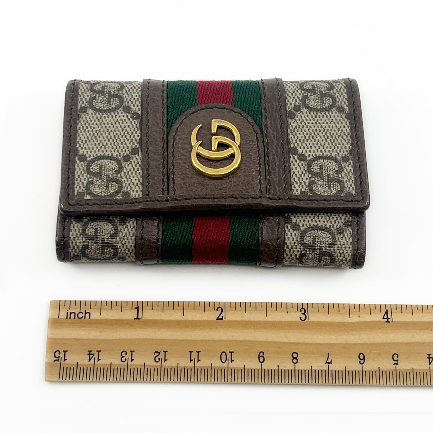 Gucci Ophidia GG Supreme Web Stripe 6-Key Case with Dust Bag