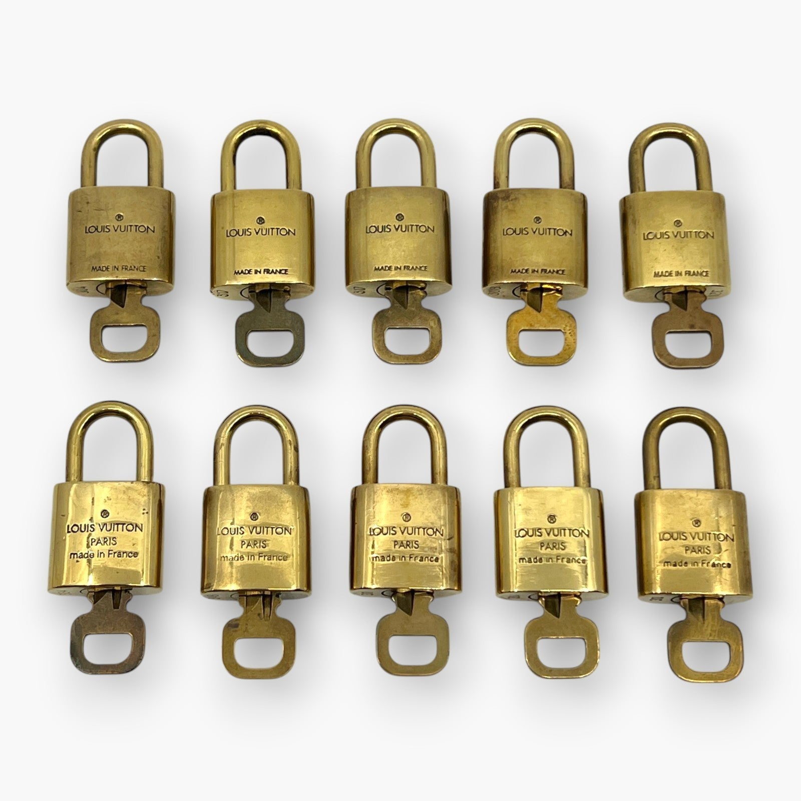 Louis Vuitton Padlock Set of 10 Gold-Tone Brass Locks & Keys pj260606
