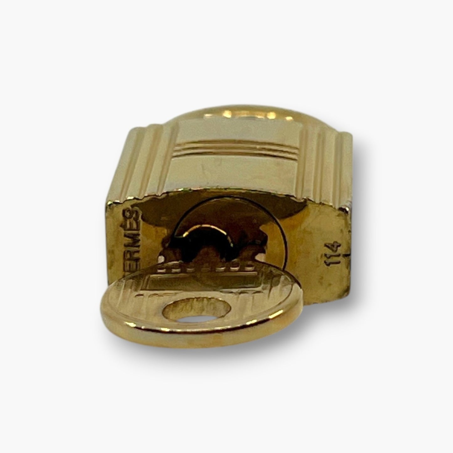 Hermes Cadena Padlock Gold-Tone Brass Lock & Key Set pj260608