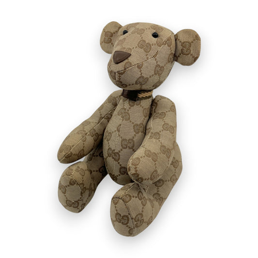 Gucci GG Canvas Teddy Bear Plush Toy Beige Brown Monogram