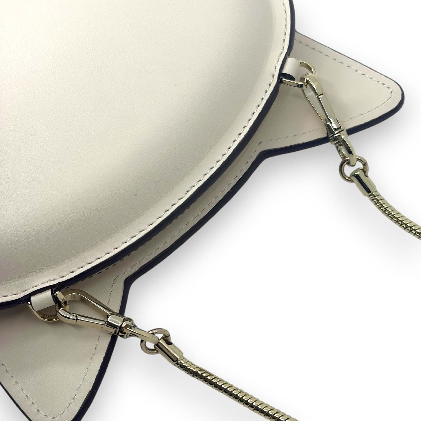 Kate Spade New York Cat Crossbody Bag Meow Cat White Leather Feline Design