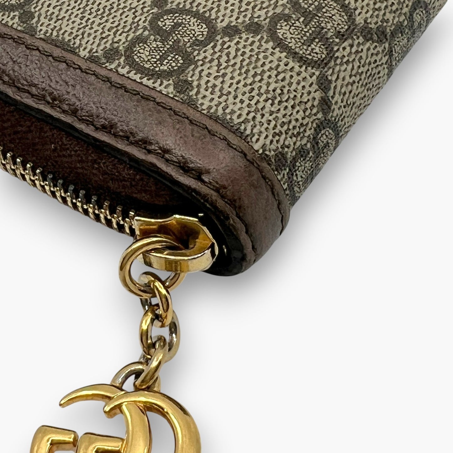Gucci Ophidia GG Supreme Web Stripe Zip-Around Long Wallet Beige Monogram Logo