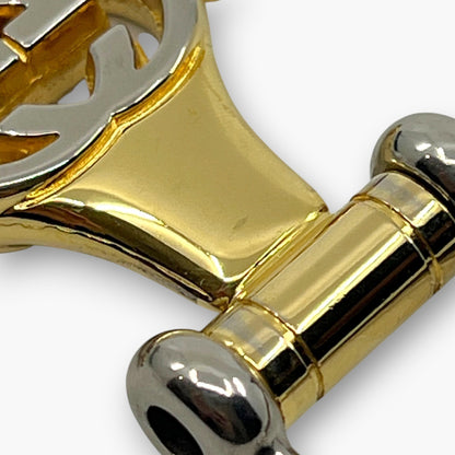 Gucci Interlocking GG Key Ring Gold Silver Tone Bag Charm with Box