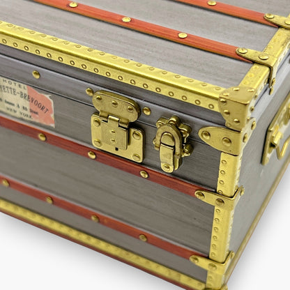 Louis Vuitton Mini Malle Zinc Trunk Paperweight Jewelry Box w/ Box Authentic