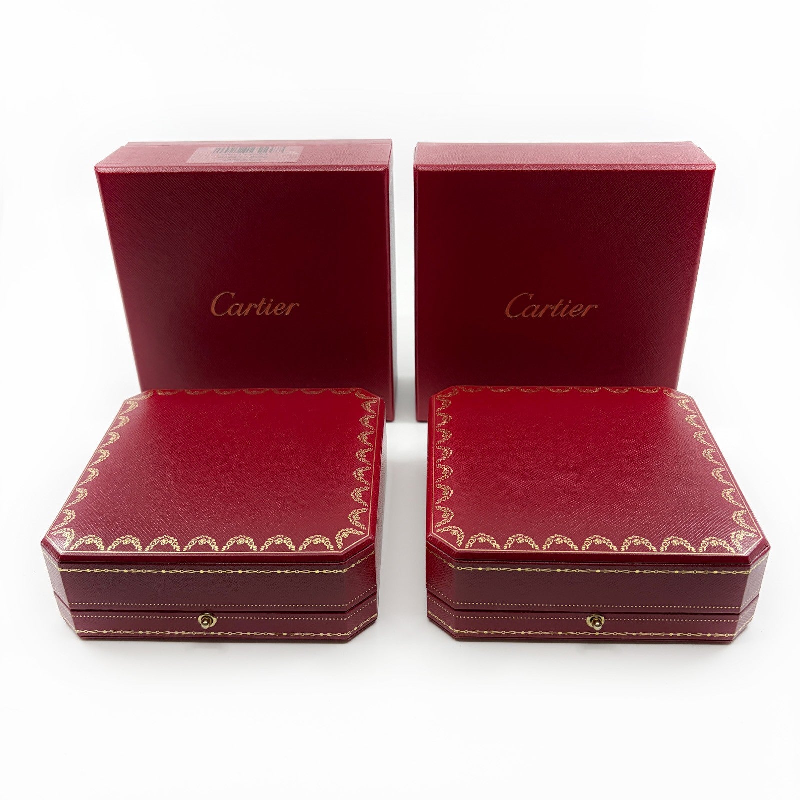 Cartier Jewelry Box Empty Case 2 Piece Set with Outer Boxes Red