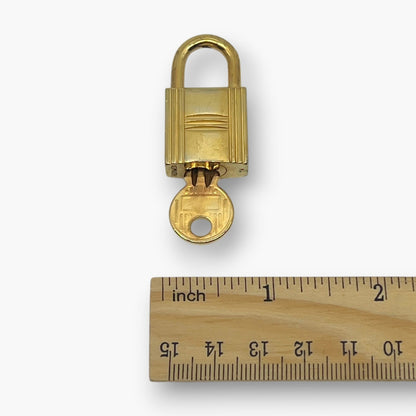 Hermes Cadena Padlock Gold-Tone Brass Lock & Key Set pj260608