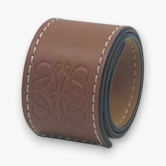 Loewe Anagram Slap Bracelet Small in Brown Leather
