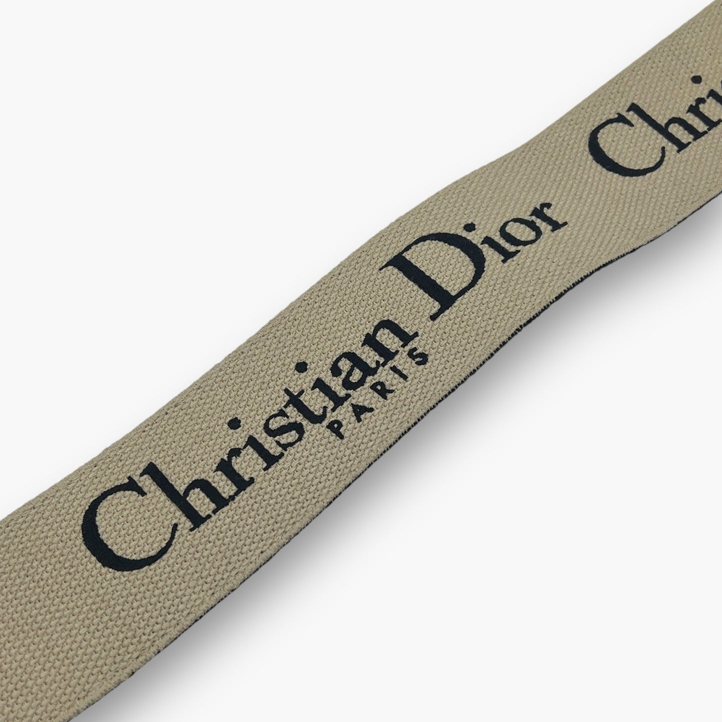 Christian Dior Embroidery Adjustable Shoulder Strap Black Beige w/ Dust Bag