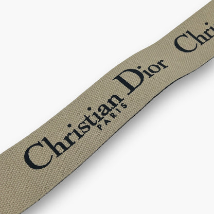 Christian Dior Embroidery Adjustable Shoulder Strap Black Beige w/ Dust Bag