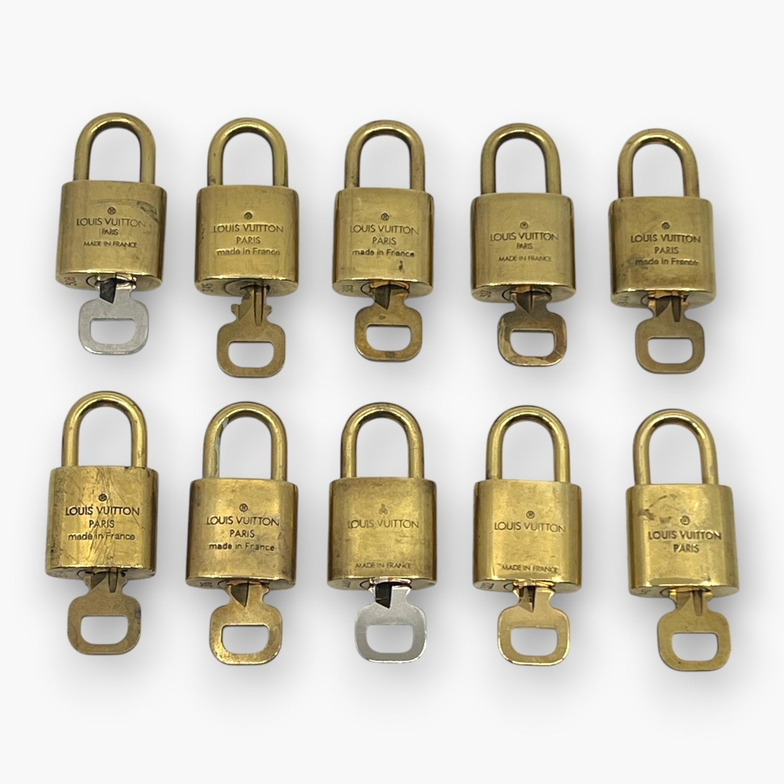 Louis Vuitton Padlock Set of 10 Gold-Tone Brass Locks & Keys pj260605