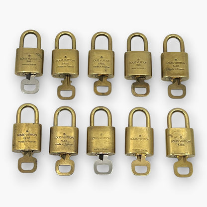Louis Vuitton Padlock Set of 10 Gold-Tone Brass Locks & Keys pj260605