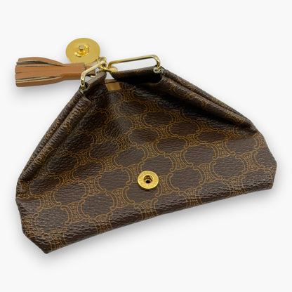 Celine Macadam Vintage Coin Purse Brown with Charm Tassel