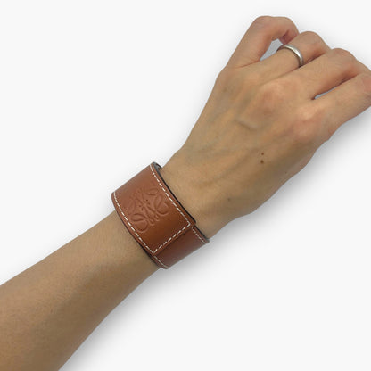 Loewe Anagram Slap Bracelet Small in Brown Leather