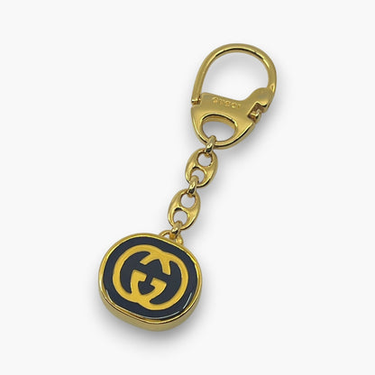 Gucci Interlocking GG Key Chain Charm Ring Gold-Tone with Box