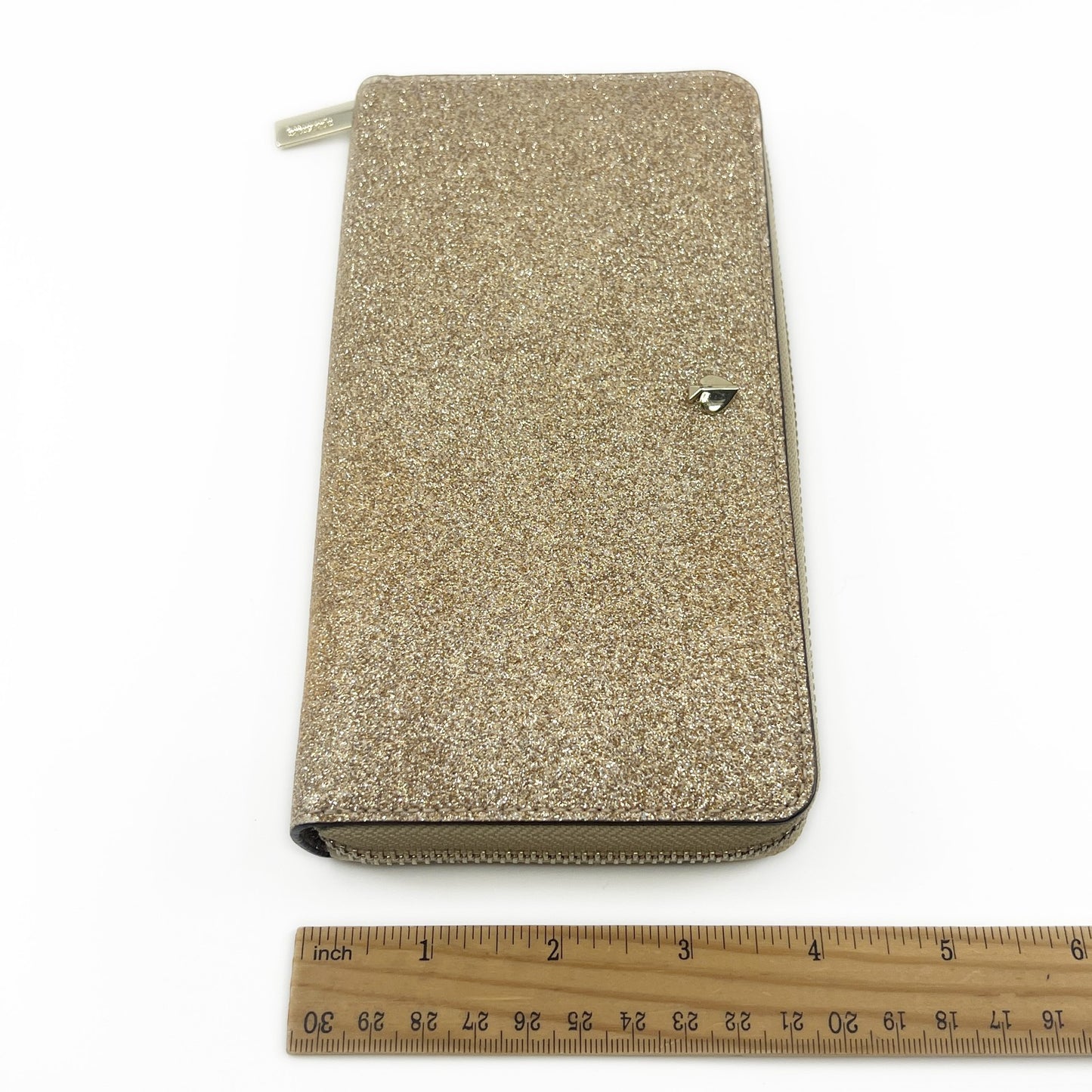 Kate Spade New York Gold Glitter Zip Around Continental Wallet