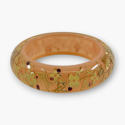 Louis Vuitton Inclusion GM Bangle Bracelet Monogram Pink Gold Tone Authentic