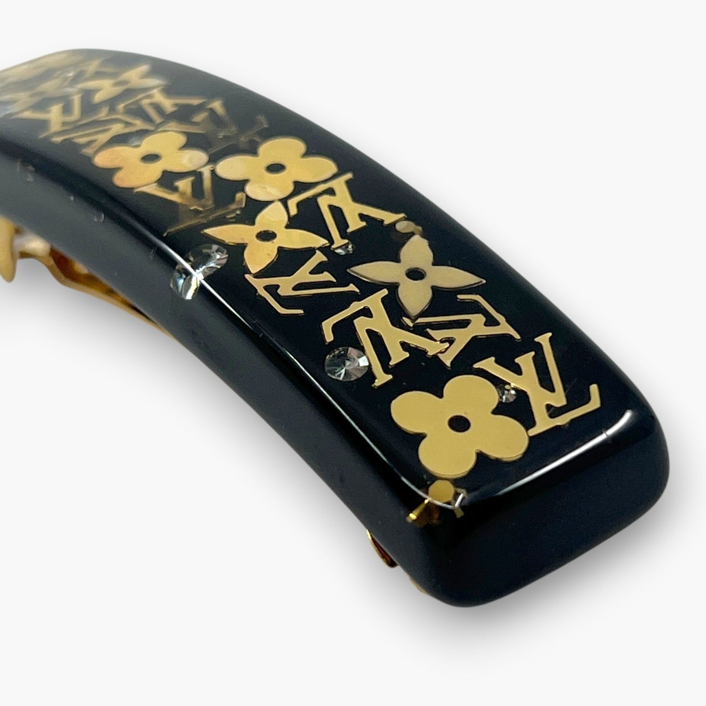 Louis Vuitton Inclusion Barrette Black Resin Monogram Hair Clip