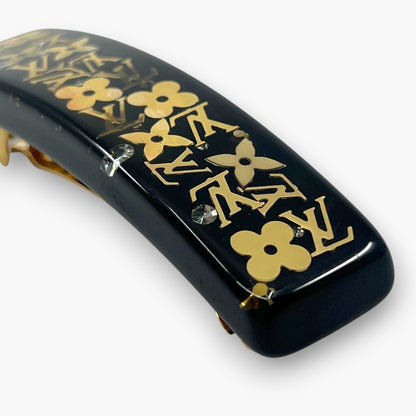 Louis Vuitton Inclusion Barrette Black Resin Monogram Hair Clip