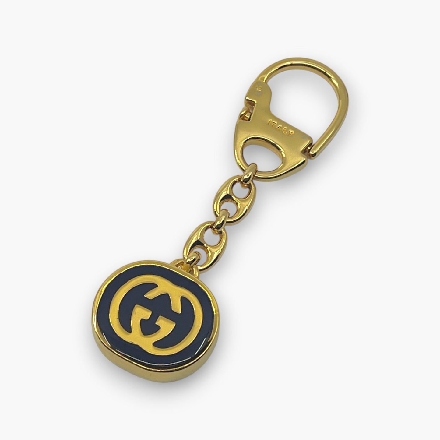 Gucci Interlocking GG Key Chain Charm Ring Gold-Tone with Box